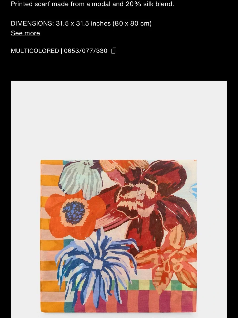 Zara modal silk scarf, 80x80 cm,